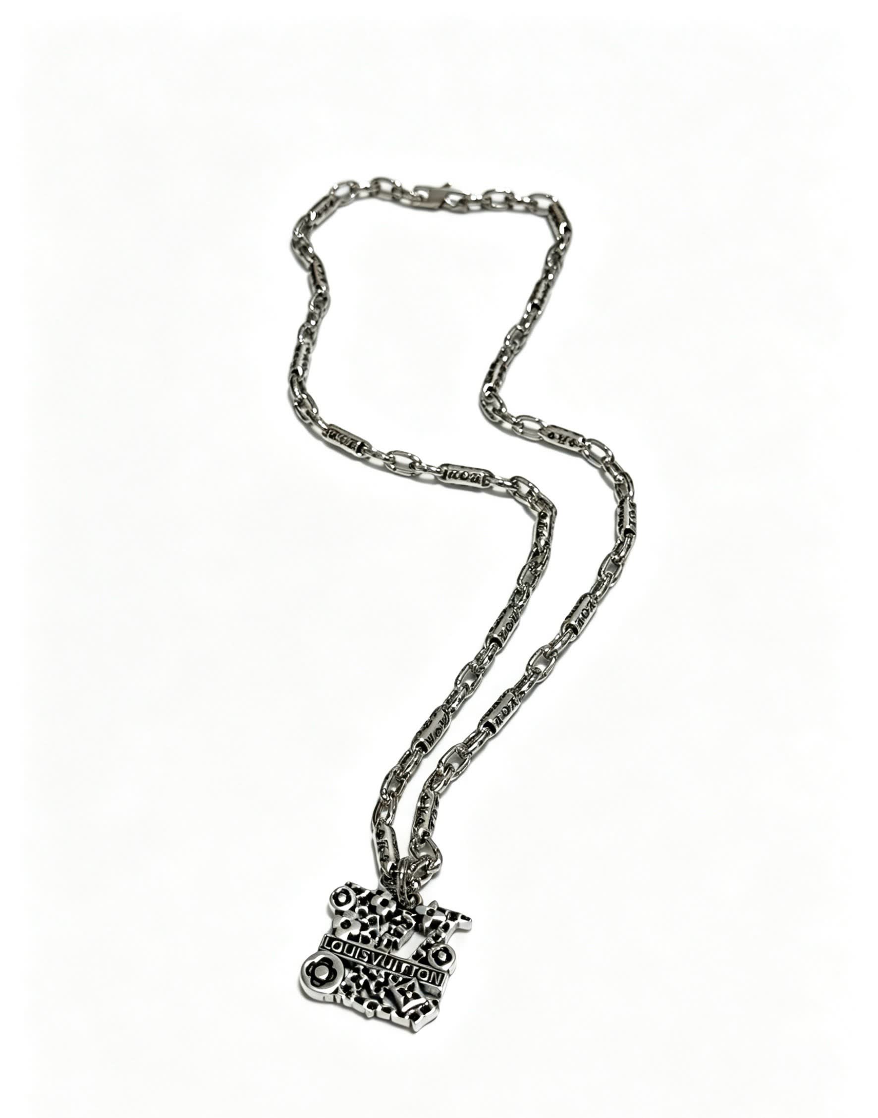 Louis Vuitton Silver Chain with Logo Pendant